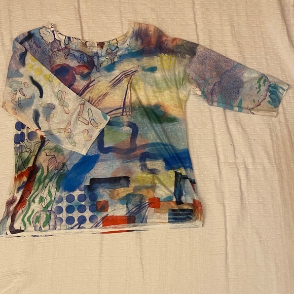 ET LOIS Artistic Multicolor Three Quarter Sleeve Blouse - Picture 5 of 11